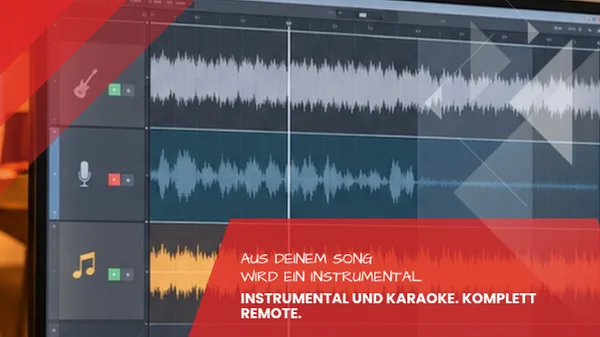 Instrumental- und Karaoke-Version: DAW-Ansicht mit Gitarren-, Gesangs- und Melodiespur im Tonstudio Leipzig