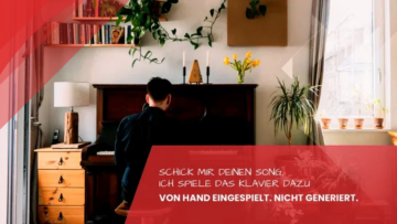 Individuelle Piano Begleitung für deinen Song. Von mir eingespielt, nicht generiert.