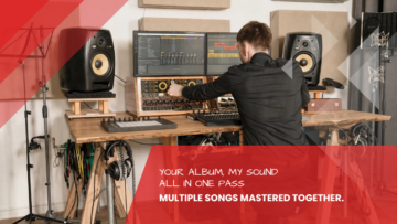Album and EP mastering package, studio equipment in the control room
