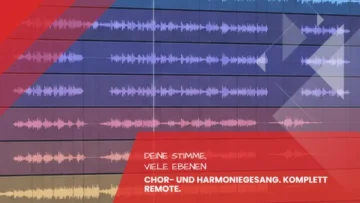 Chor- und Harmoniegesang: mehrspurige, farbige Gesangs-Wellenformen im Tonstudio Leipzig