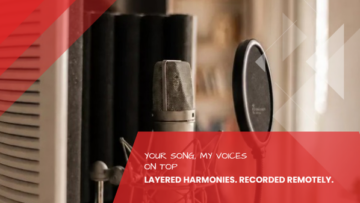 Close-up of a large-diaphragm microphone with pop filter by the window, recording for choral and harmony vocal layering