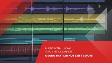 Colour-coded tracks in an arrangement, vocals, piano and band stacked, personal song for the occasion from Tonstudio Leipzig