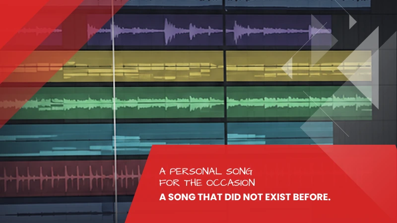 Colour-coded tracks in an arrangement, vocals, piano and band stacked, personal song for the occasion from Tonstudio Leipzig