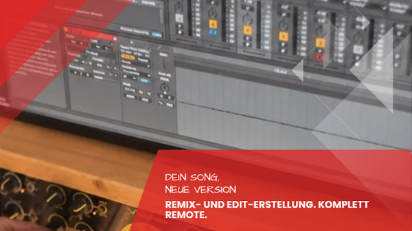 Haende am Outboard-Rack, im Hintergrund ein DAW-Bildschirm mit Bearbeitung, Remix- und Edit-Erstellung im Tonstudio Leipzig