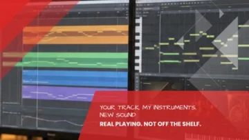 Keyboard and virtual instrument setup in a music production studio